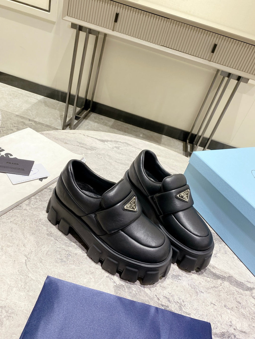 Black Soft Padded Leather Loafers