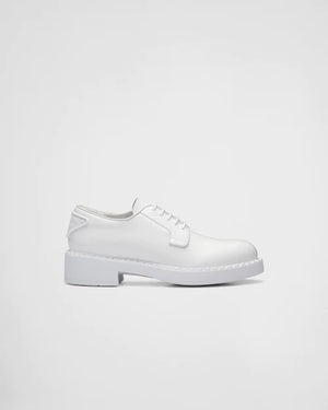 White brushed-leather derby shoes