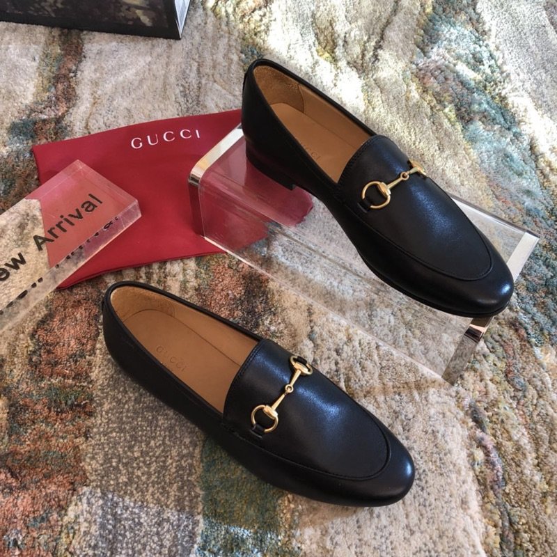 Black GJ leather collapsible-heel loafers