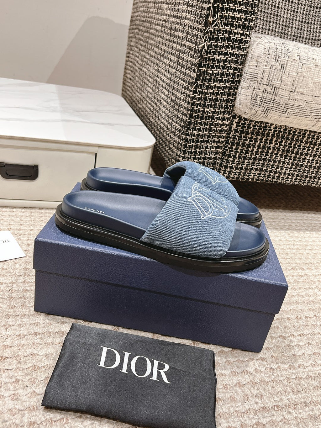 Blue Quilted Denim DA Sandal