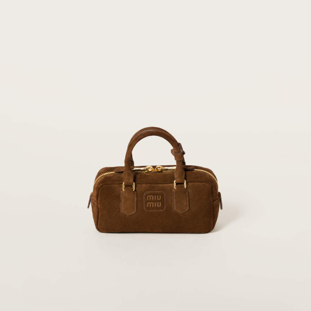 Cocoa Brown Arcadie Padded Suede Top-Handle Bag