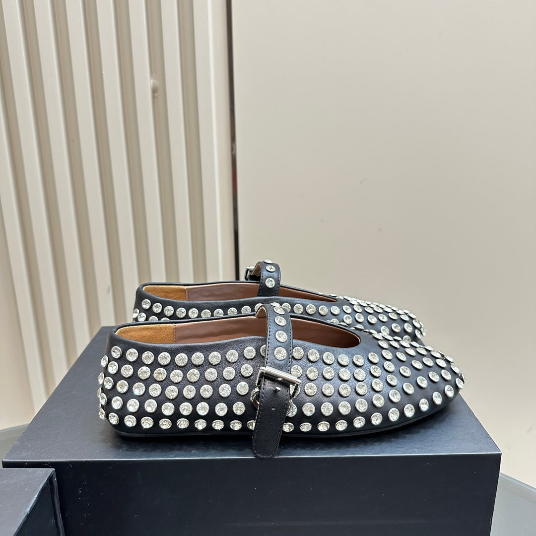 Black Strass Ballet Flats