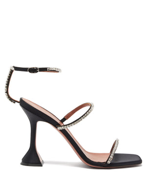 Black AG crystal-embellished satin sandals