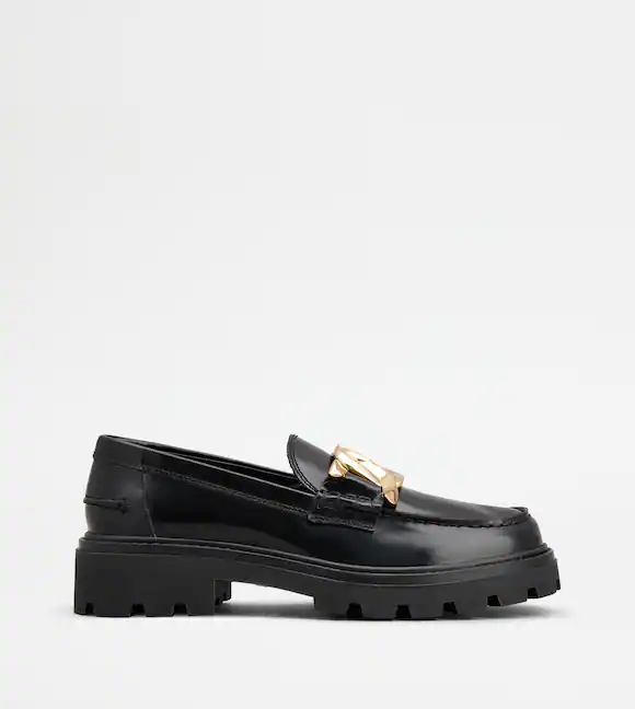 Black T loafers in leather