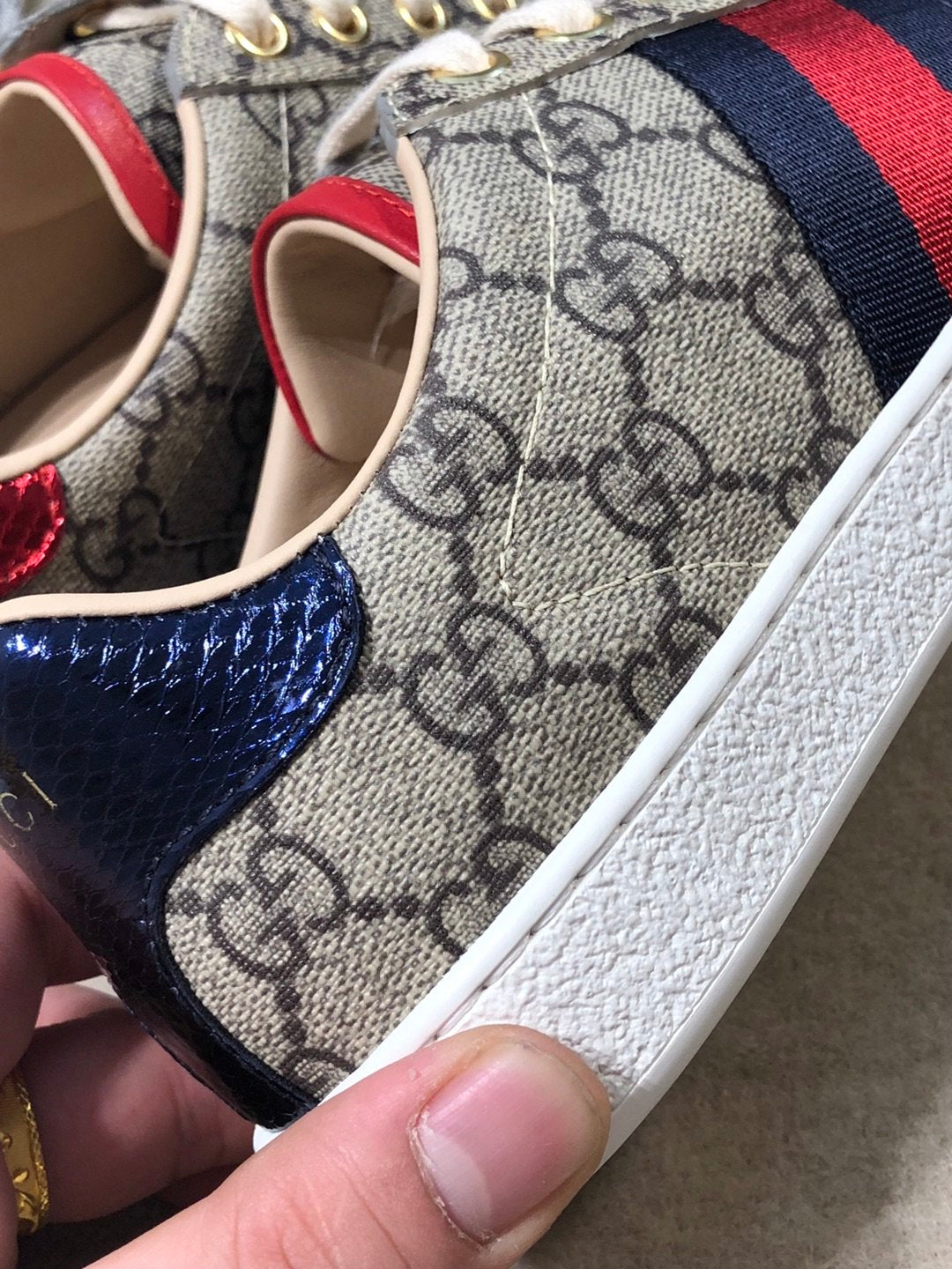 Women's Beige & dark-brown coated-canvas sneakers