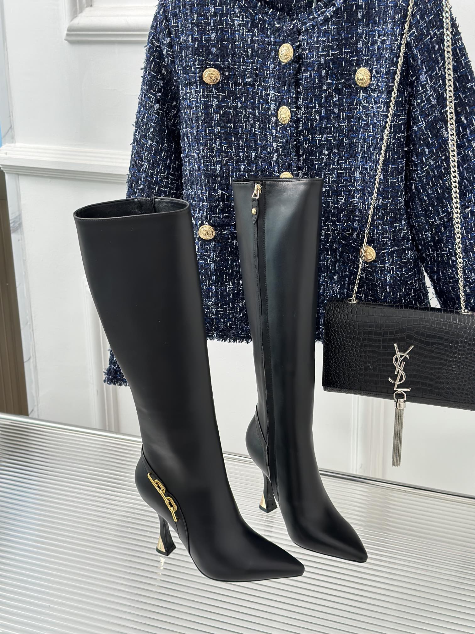 Black Sparkle High Boot