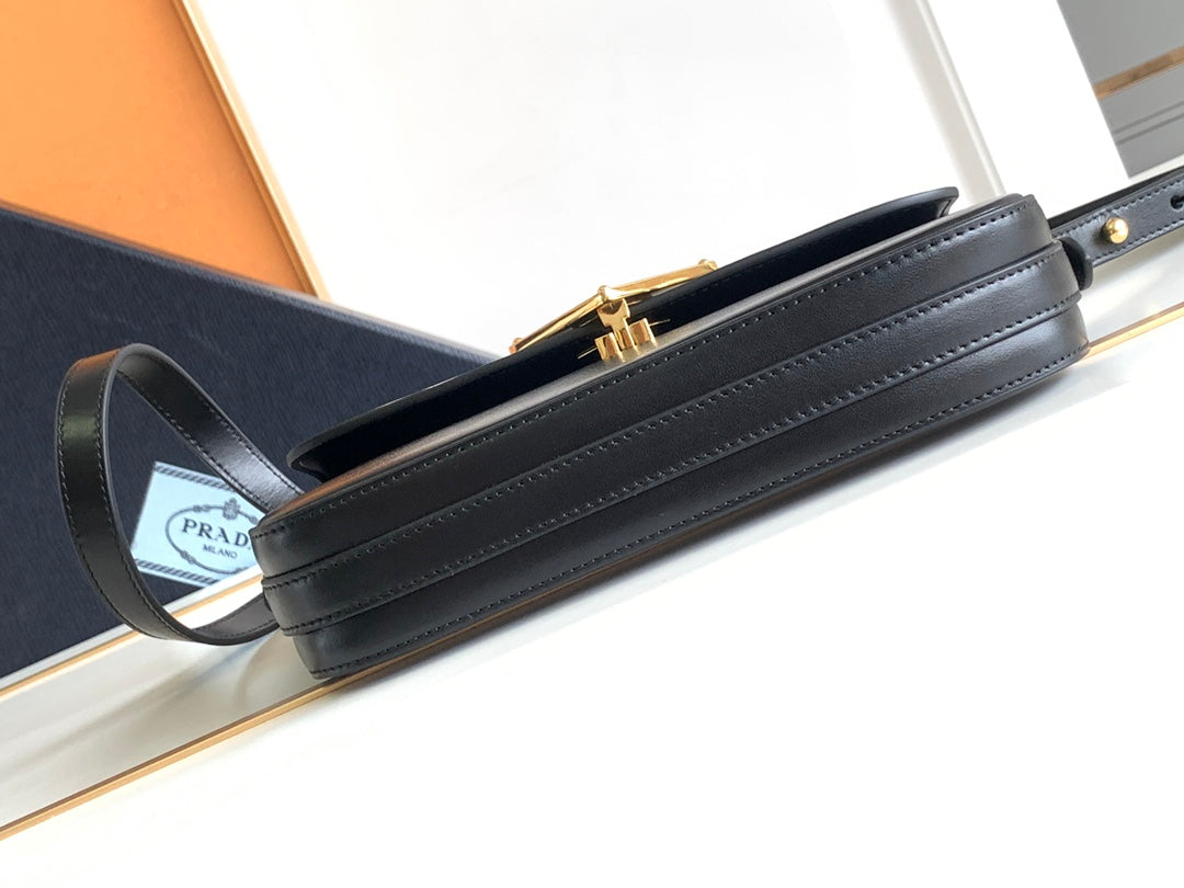 Black P Leather Shoulder Bag