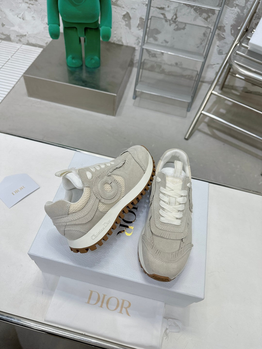 Ecru Suede And Mesh CD Sneaker