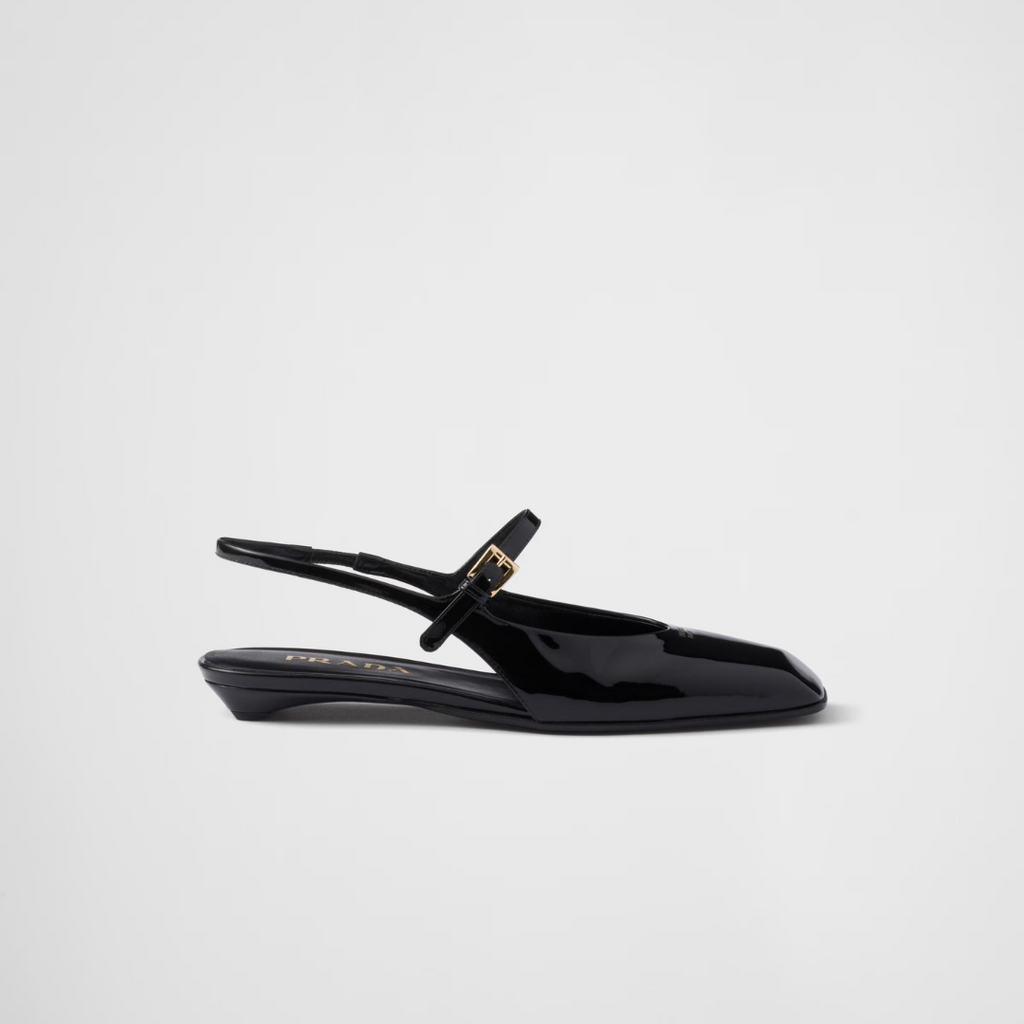 Black Patent Leather Slingback Ballerinas