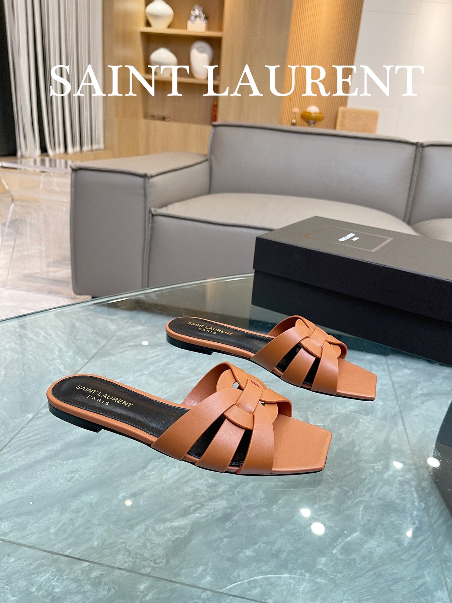 Marron Gold YT Mules In Leather