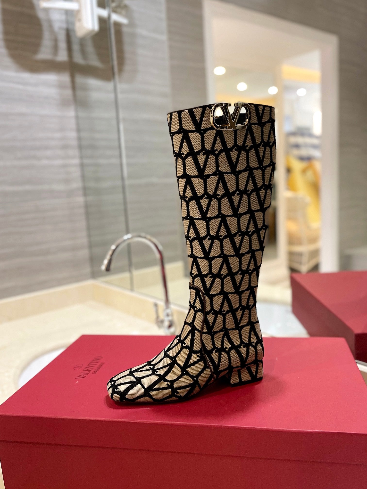 Beige & Black VT Boot In Toile Iconographe 30mm