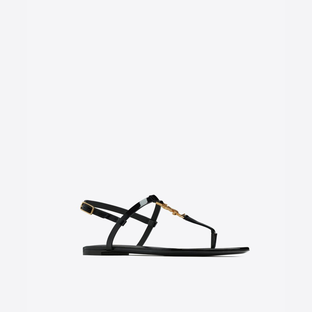 Black C Sandals In Patent Leather