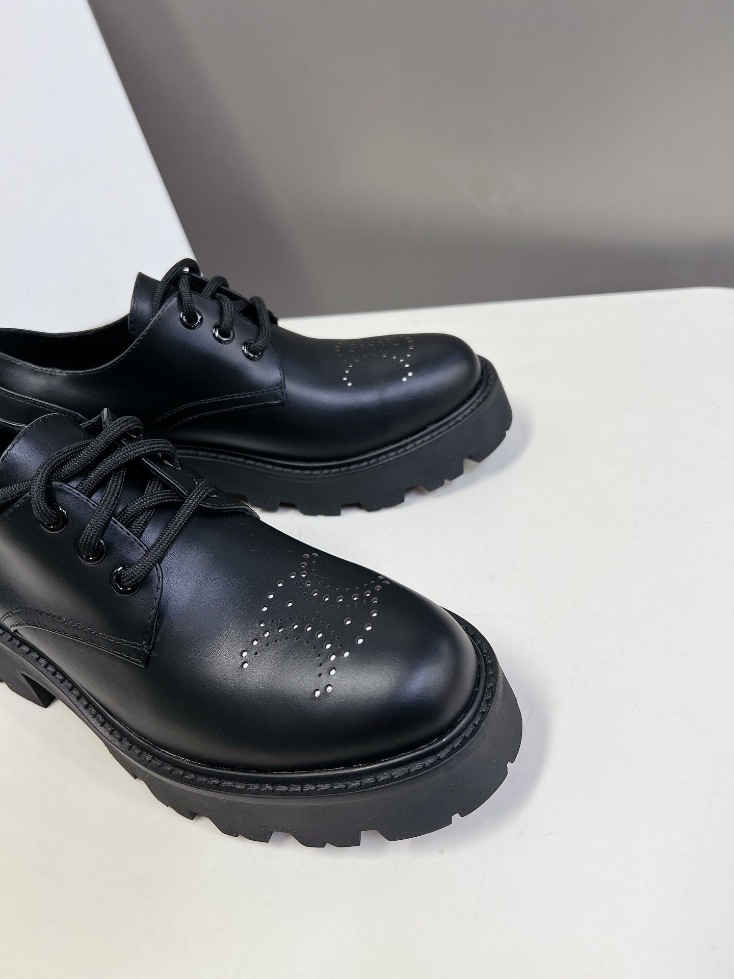 Black Leather Derby Loafers