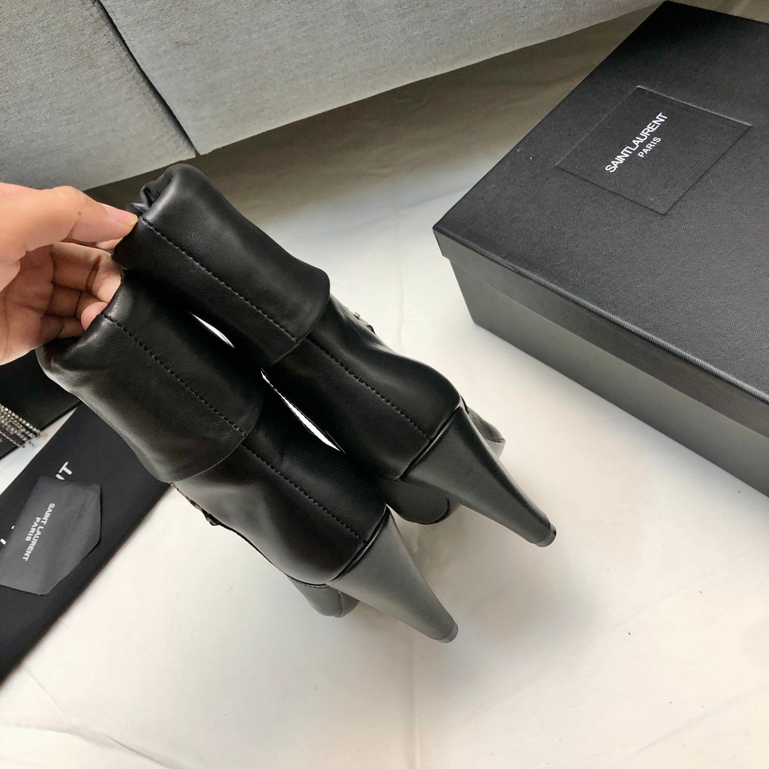 Black YN Booties In Smooth Leather