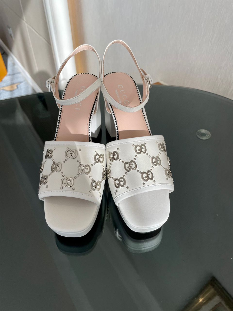 White Interlocking studs sandal
