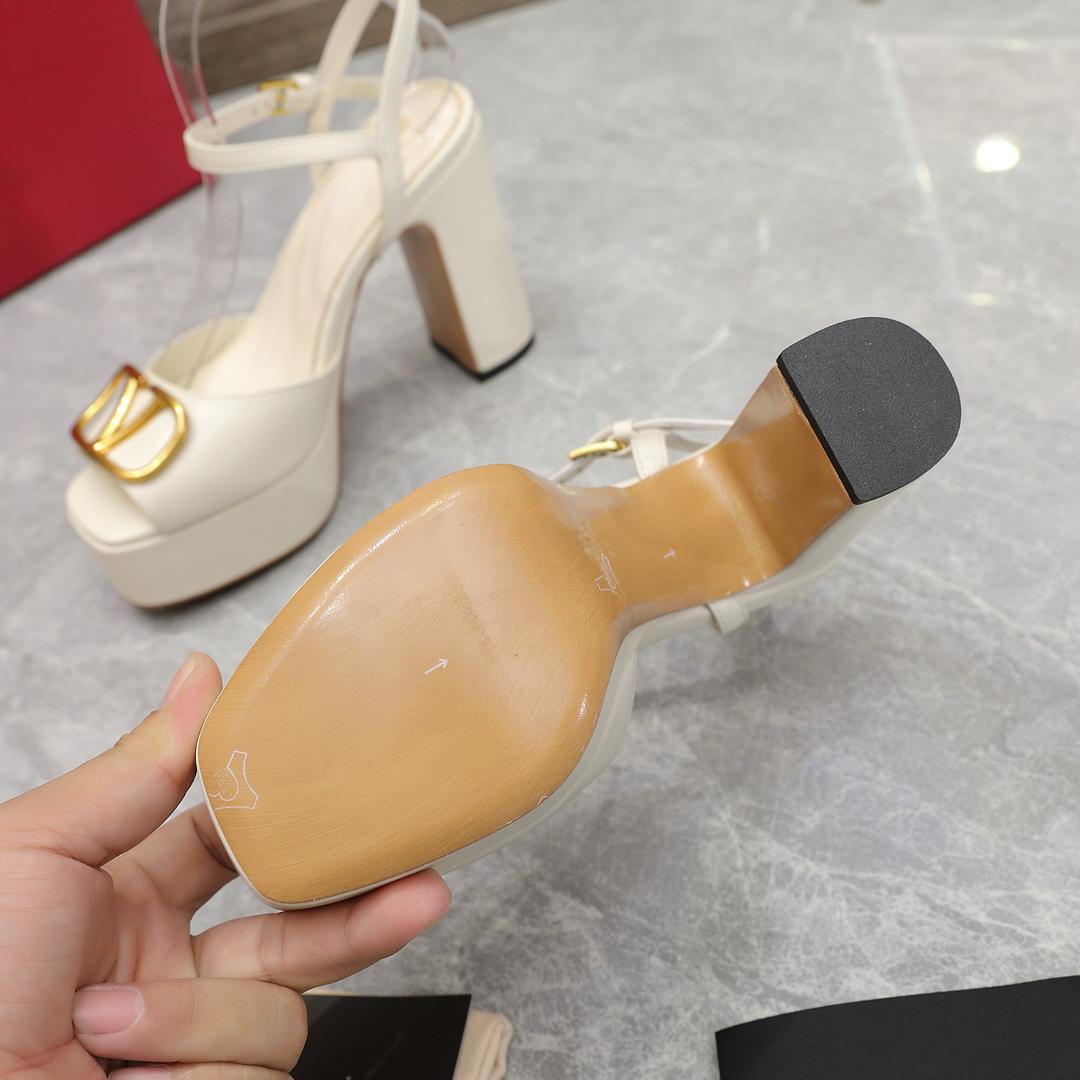 Cream White 115mm Platform Sandals