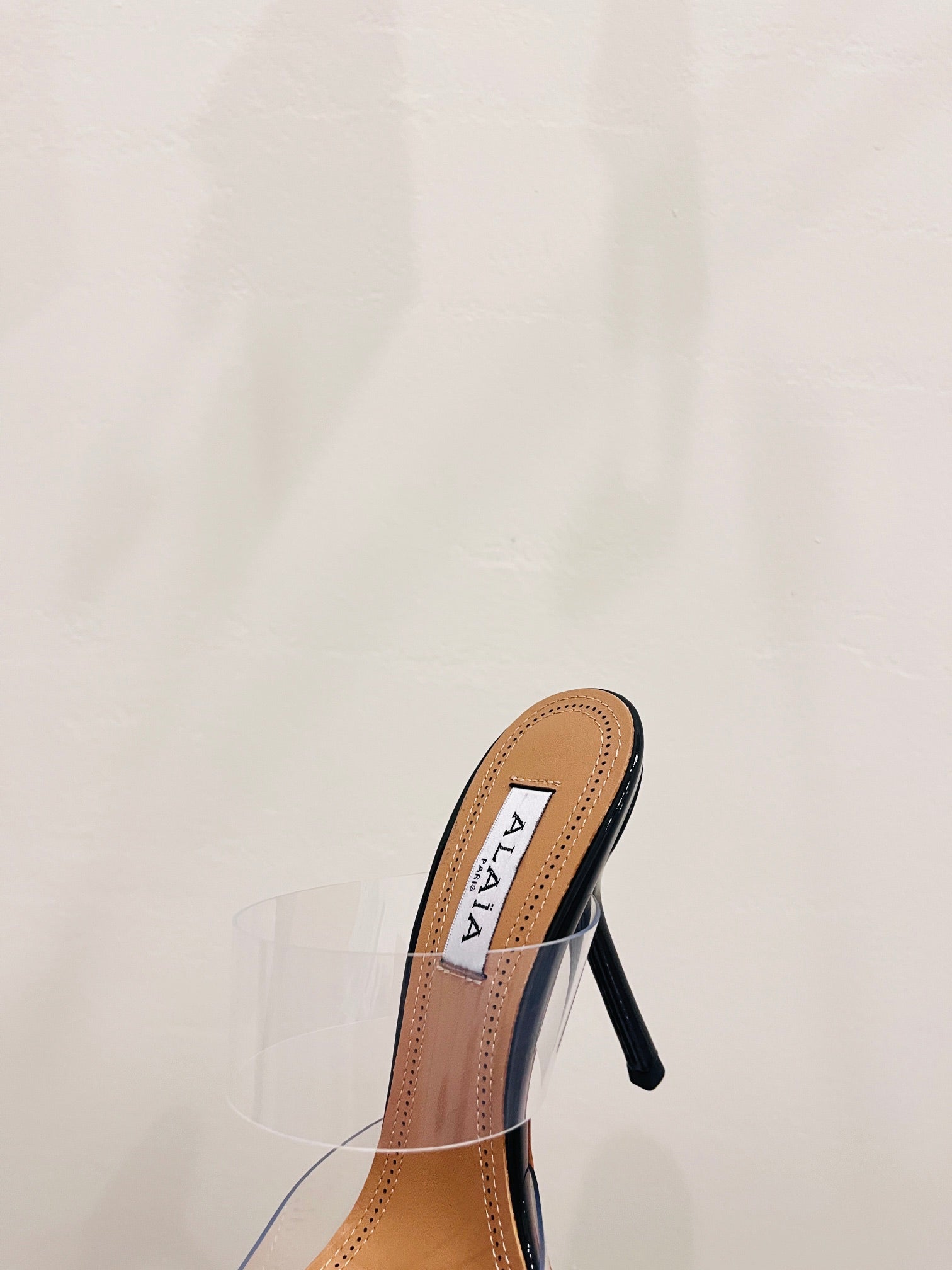Black LC Mules In Patent Leather