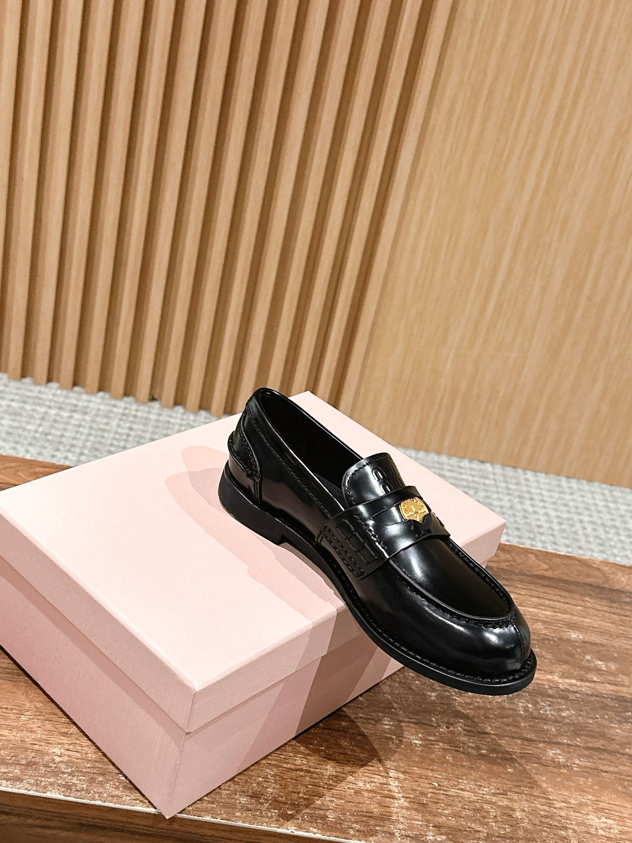 Black Brushed Leather Penny Loafers