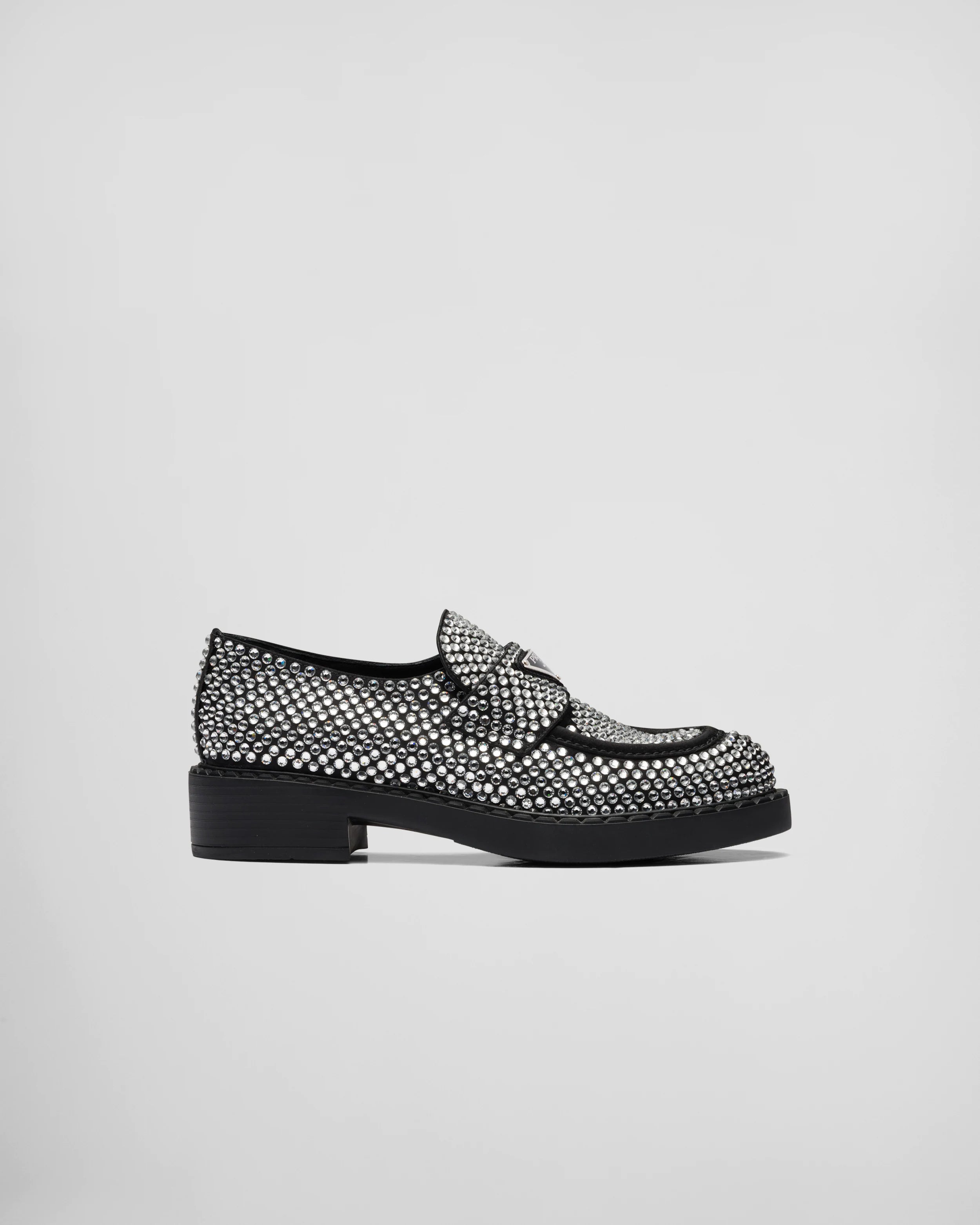 Crystal satin loafers