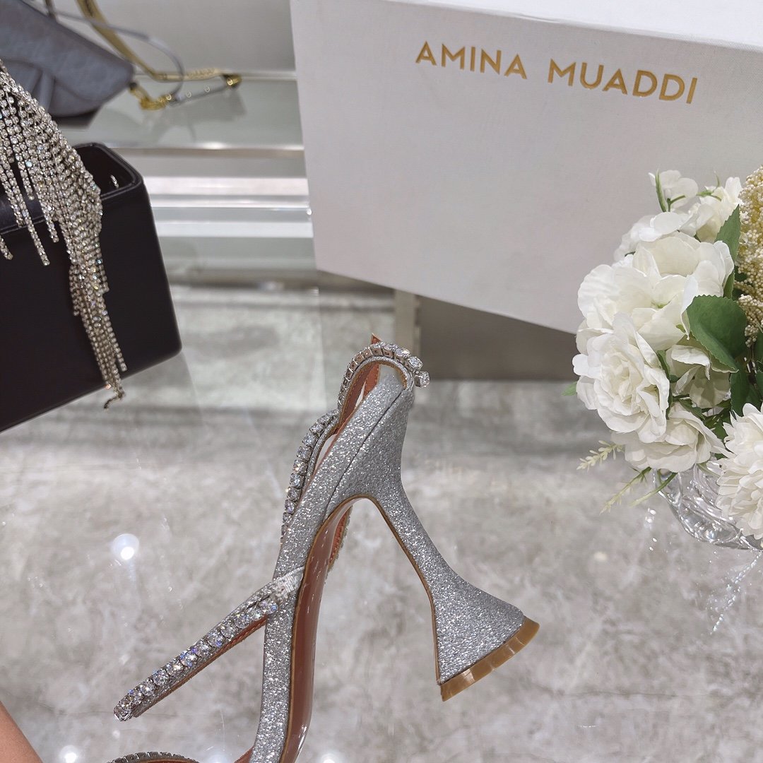 Silver AG embellished glitter sandals