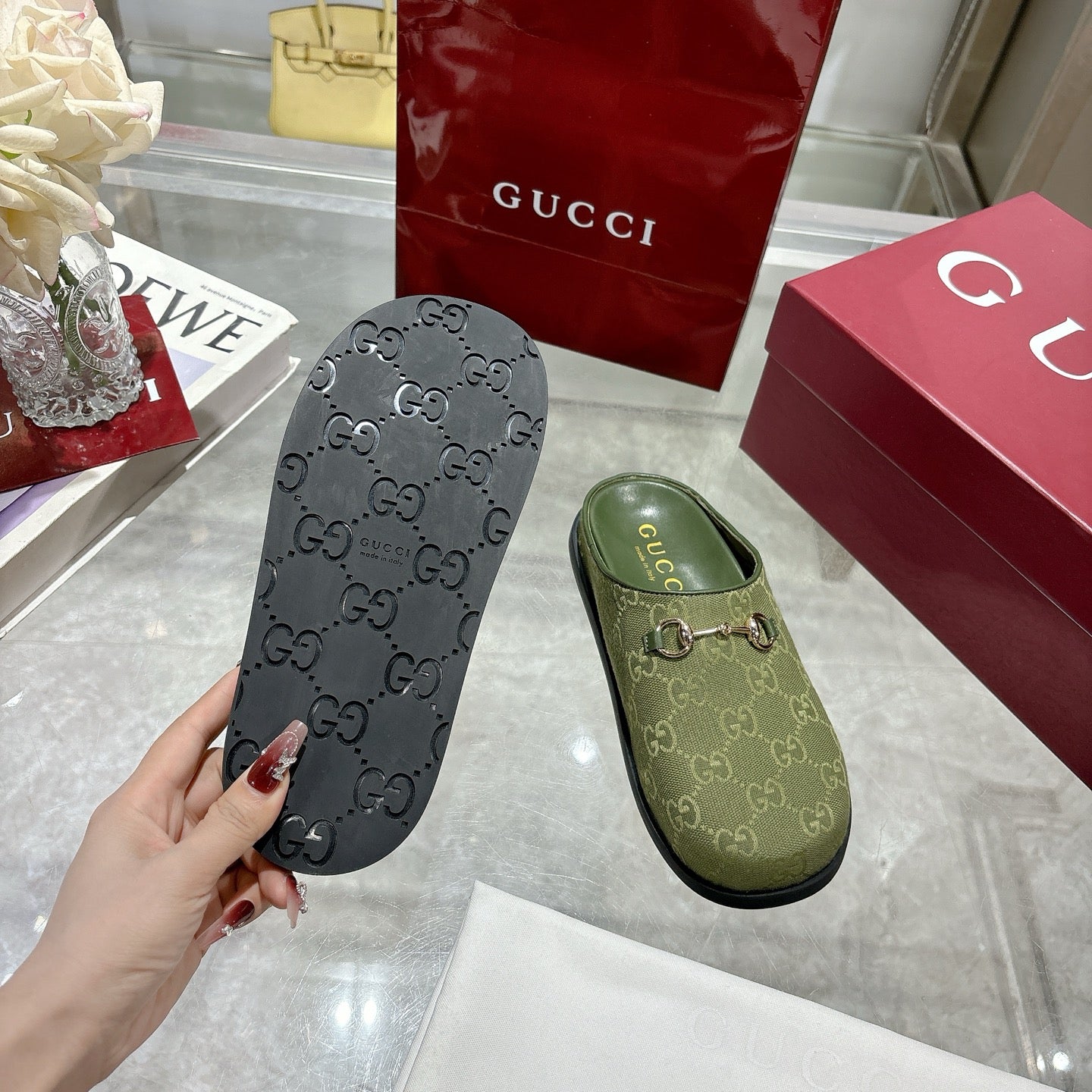 Dark Green Mule With Horsebit