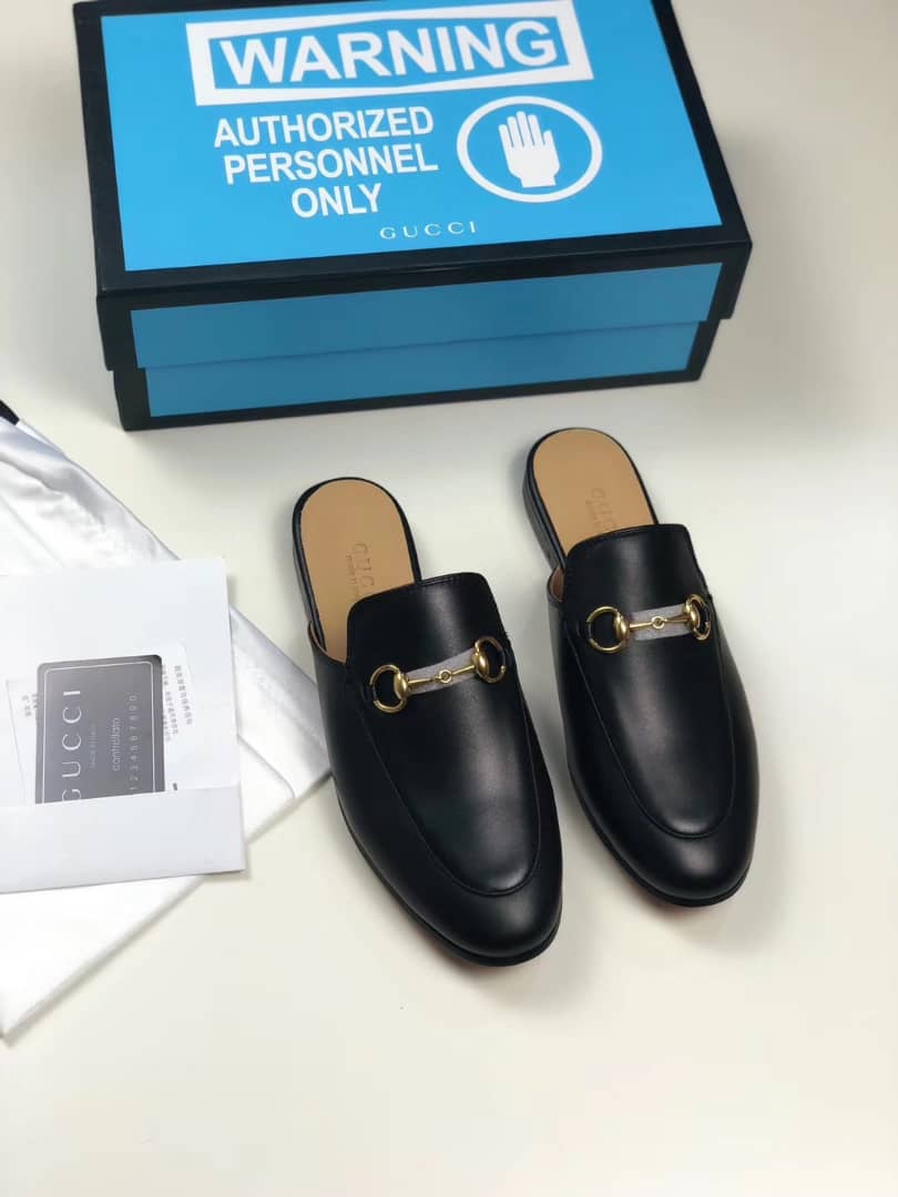 Black GP leather slippers