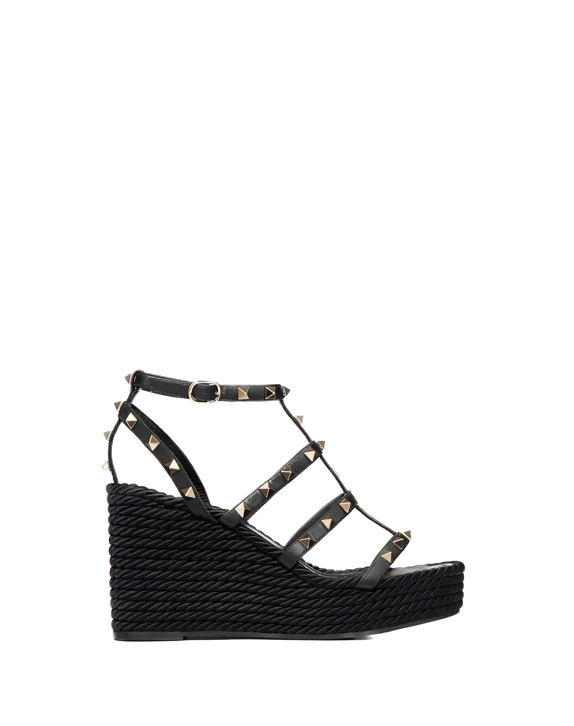 Black VR Ankle Strap Wedge Sandal