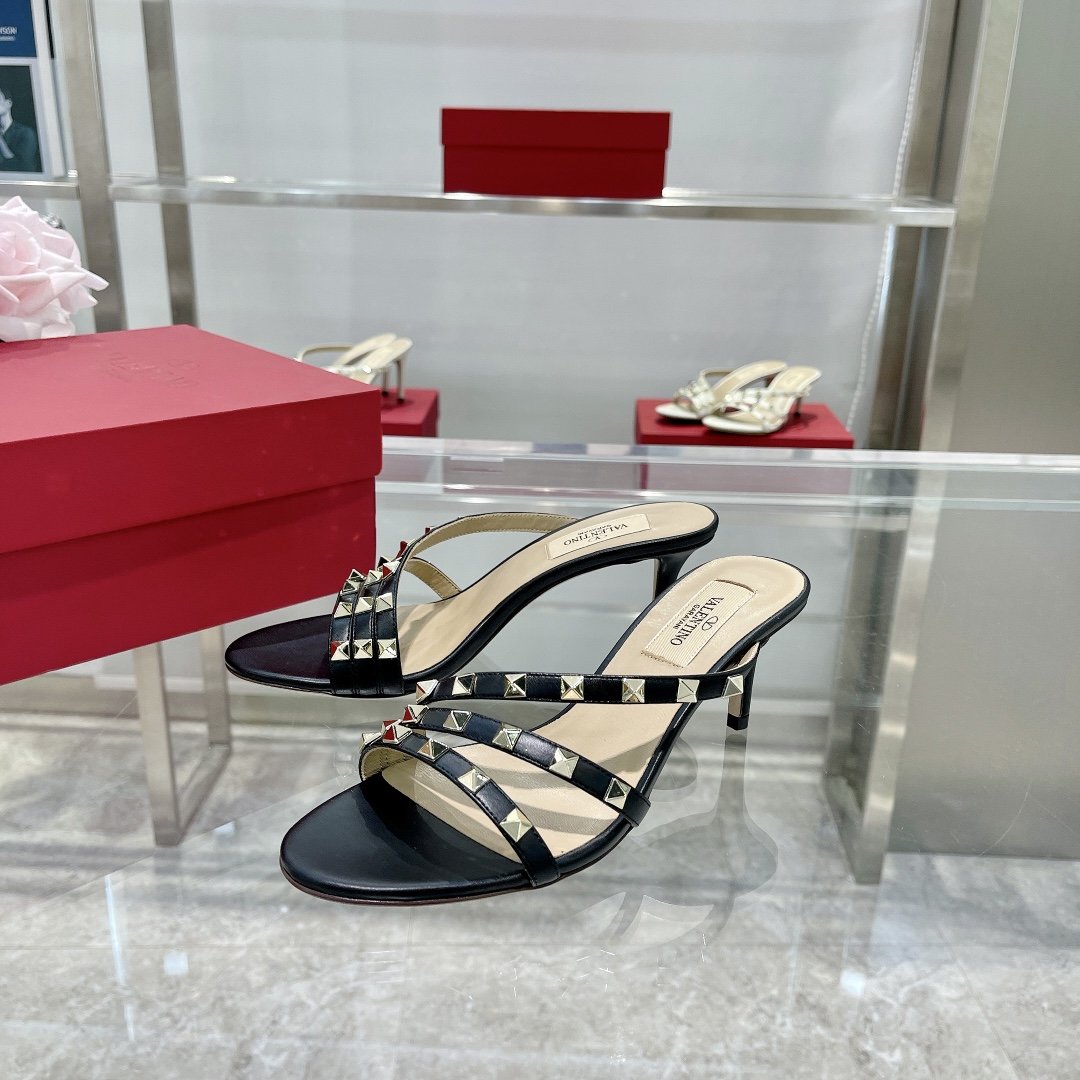 Black VR 80mm mule sandal