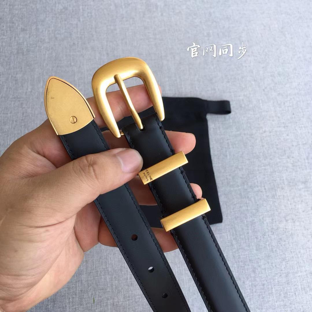 Black Medium Western Belt With Gold Finishing