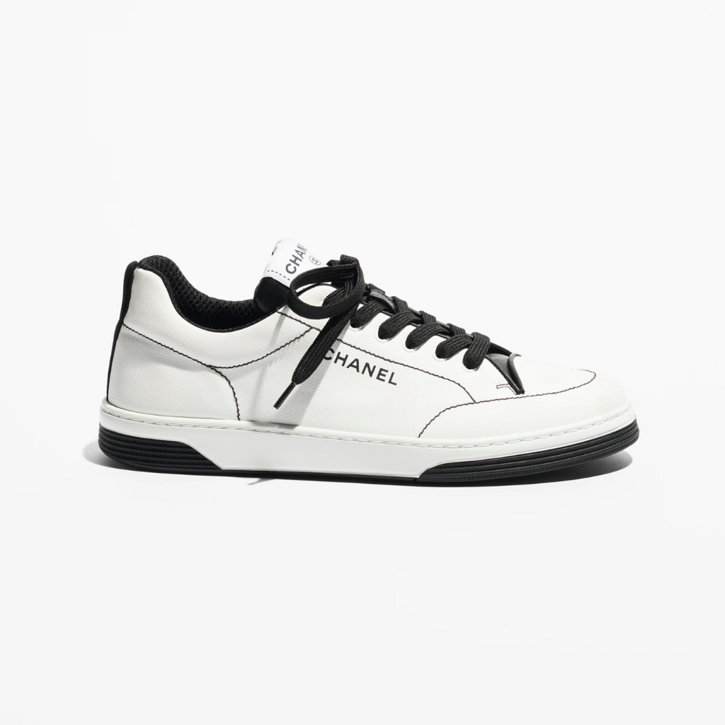 White & Black Cotton Trainers