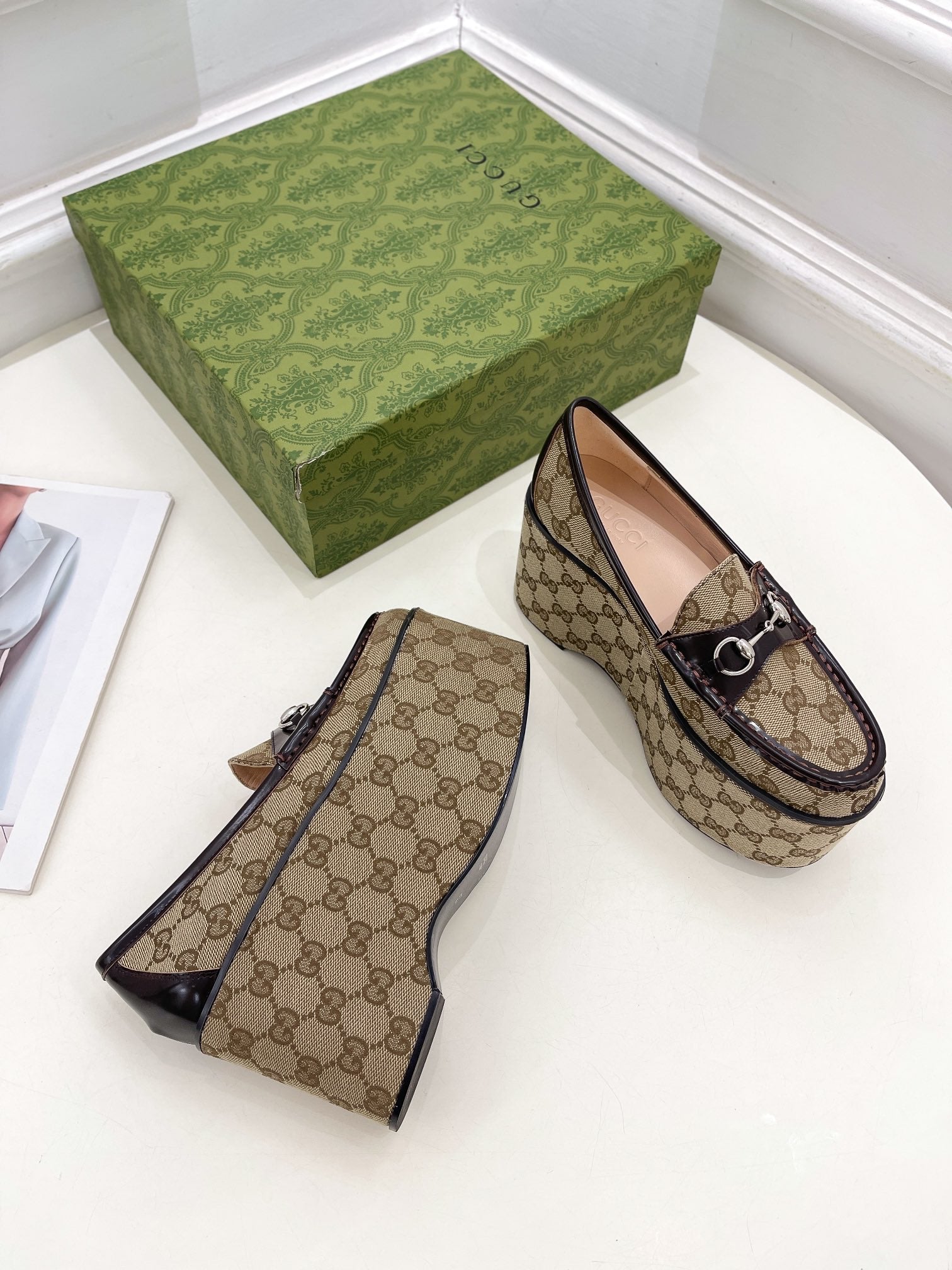 Beige & Ebony Horsebit Platform Loafer