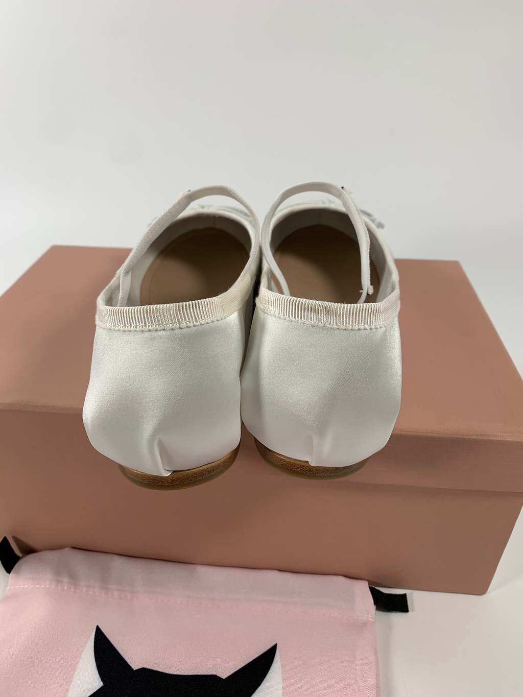 White M Satin ballerinas