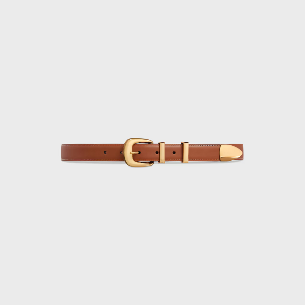 Tan Medium Western Belt With Gold Finishing