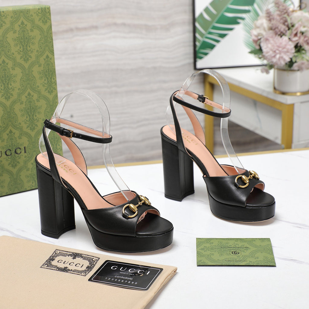 Black Horsebit Platform Sandal