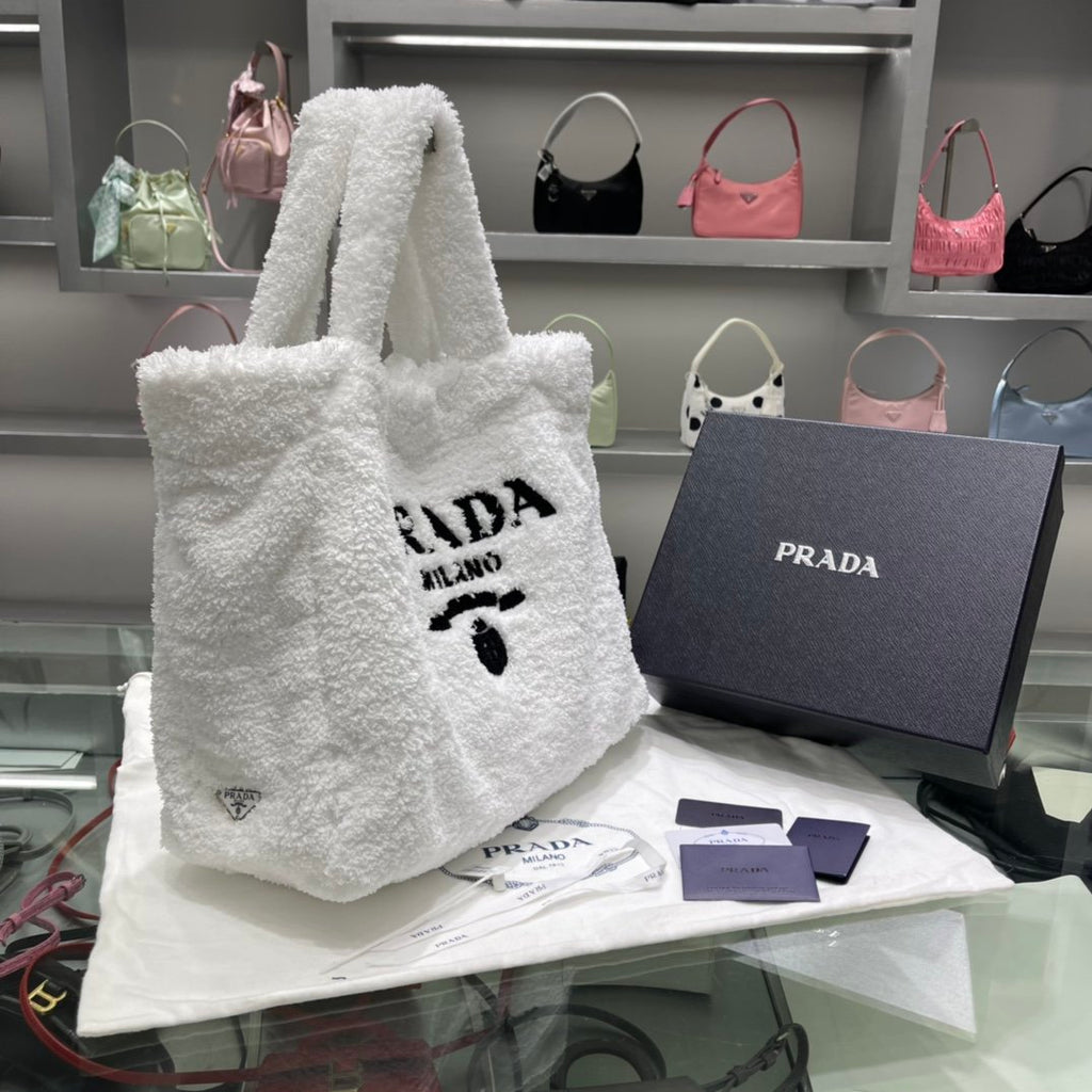 White & Black terry tote bag