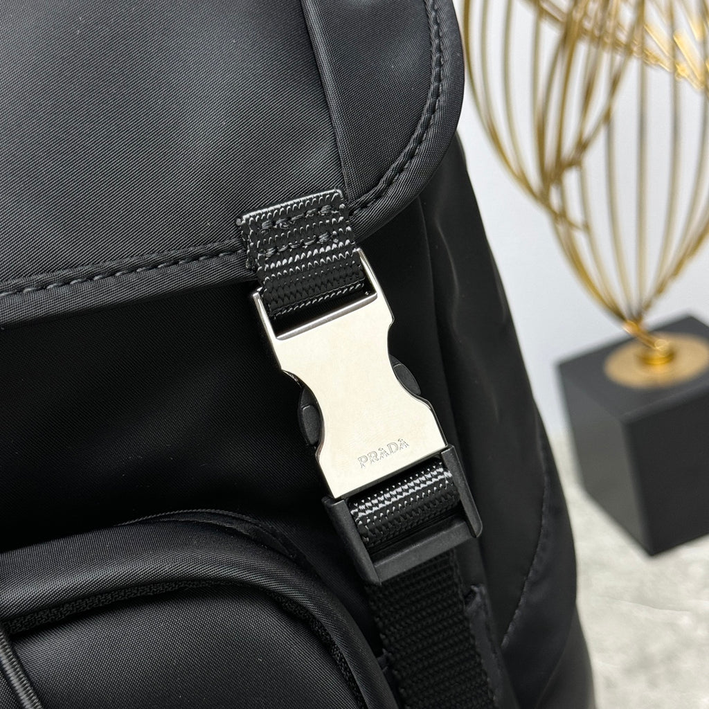 Black Re-Nylon & Leather Backpack