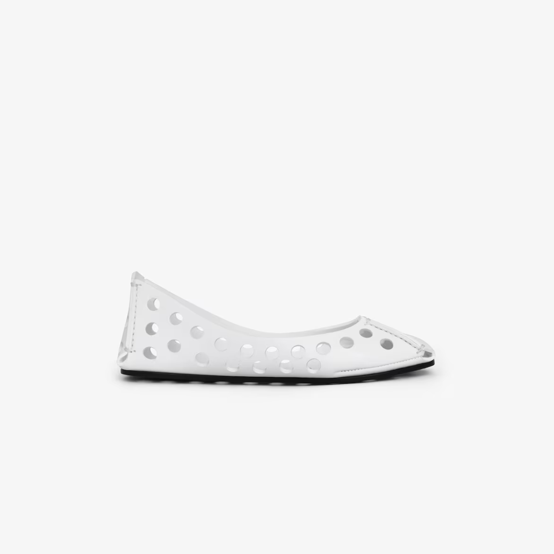 White Perfo Ballet Flats