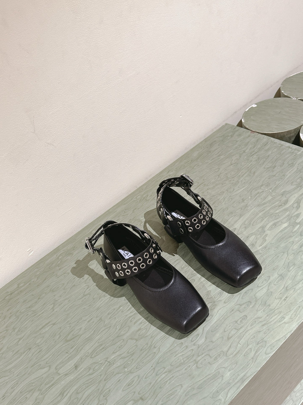 Black Biker Ballet Flats