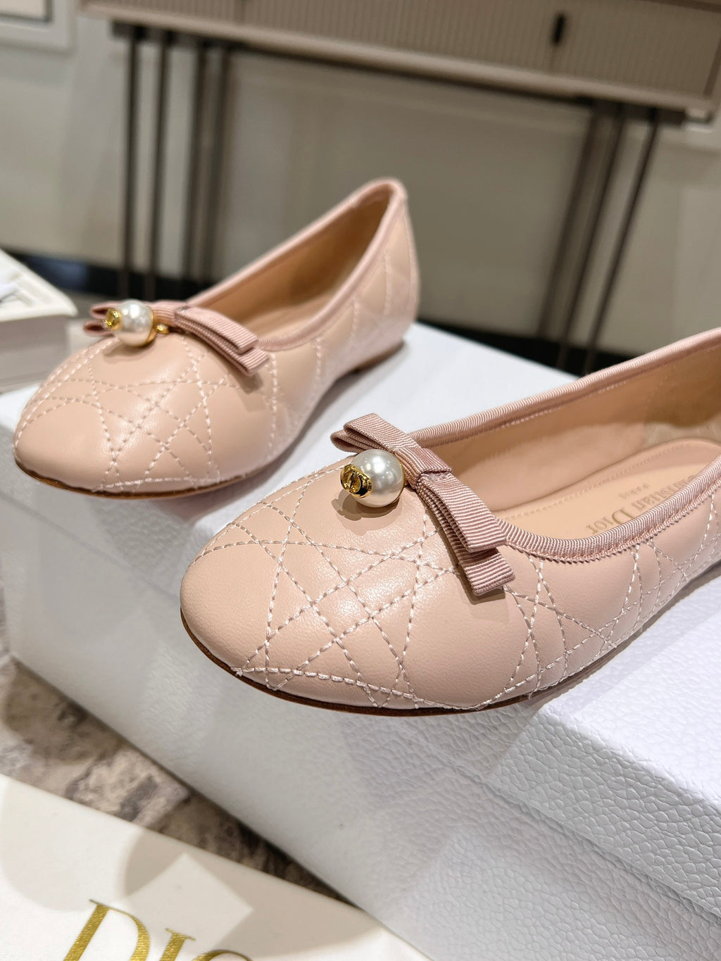Nude Quilted Ballet Flat