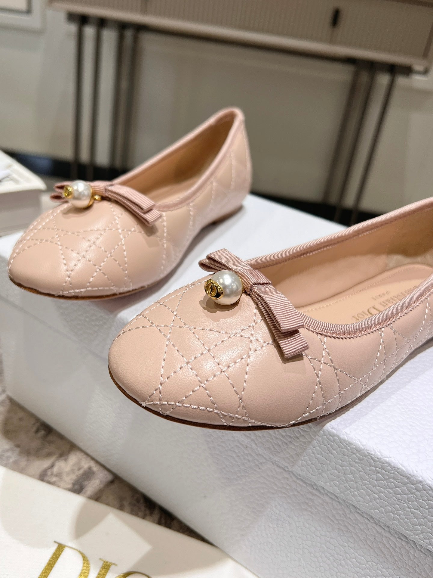 Nude Quilted Ballet Flat