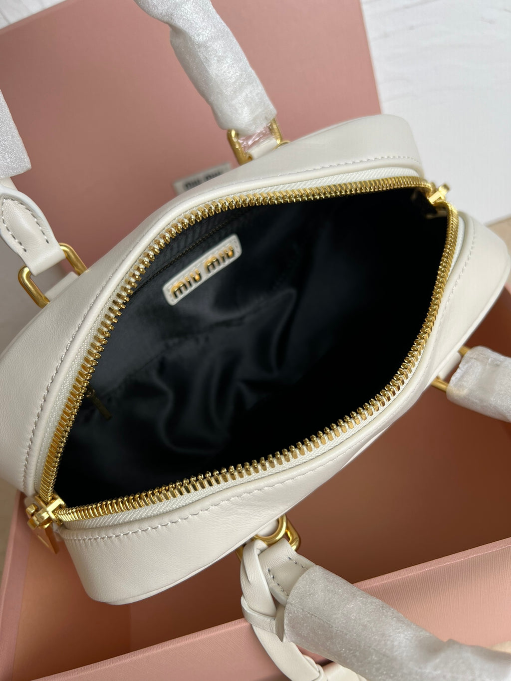 White Arcadie Matelassé Leather Bag