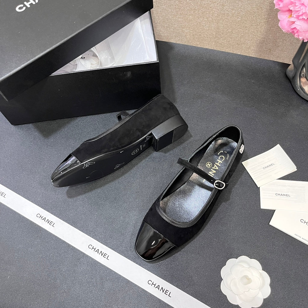 Black Suede MJ Ballerinas