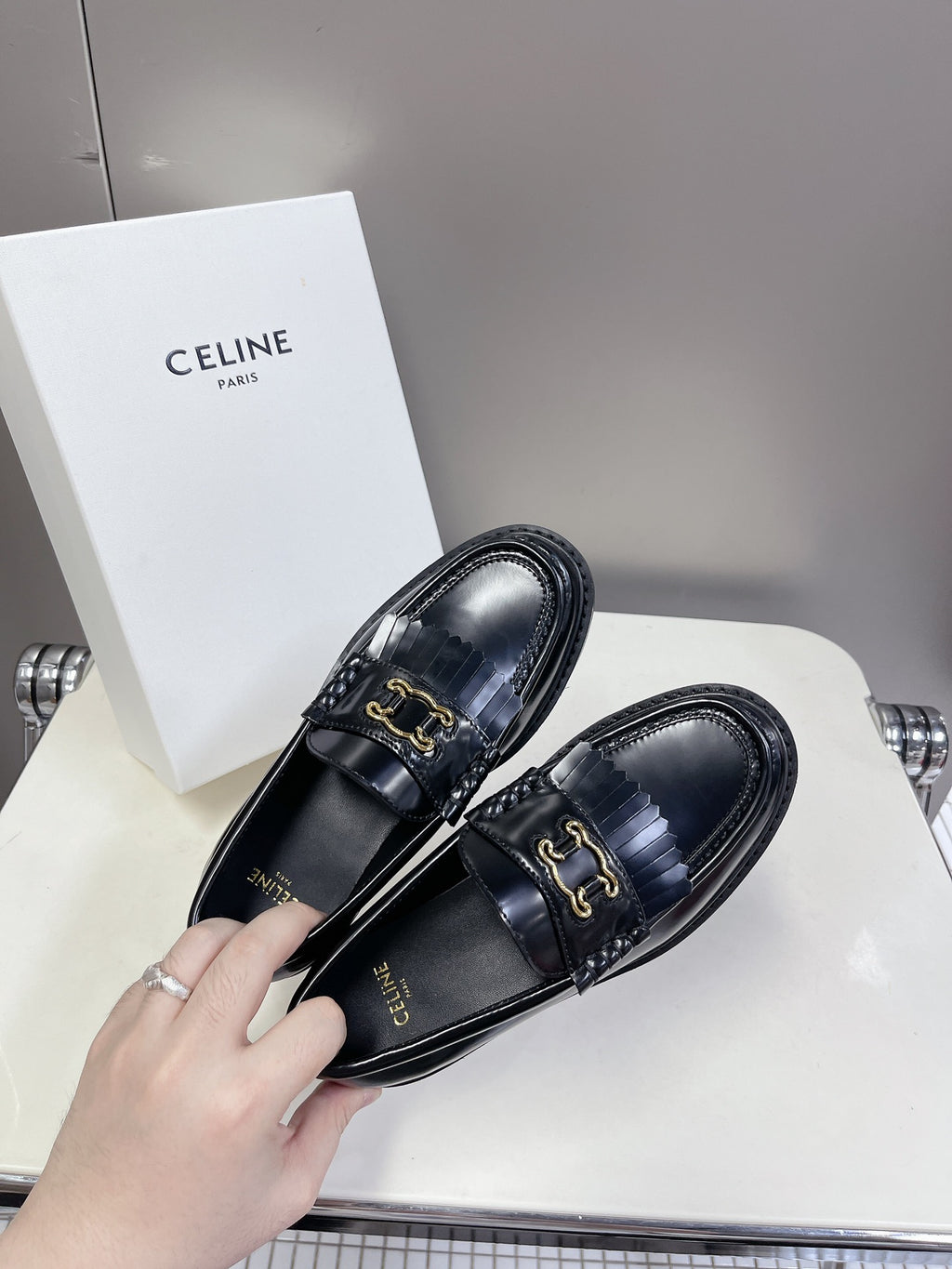 Black CM Loafer With Triomphe Frame