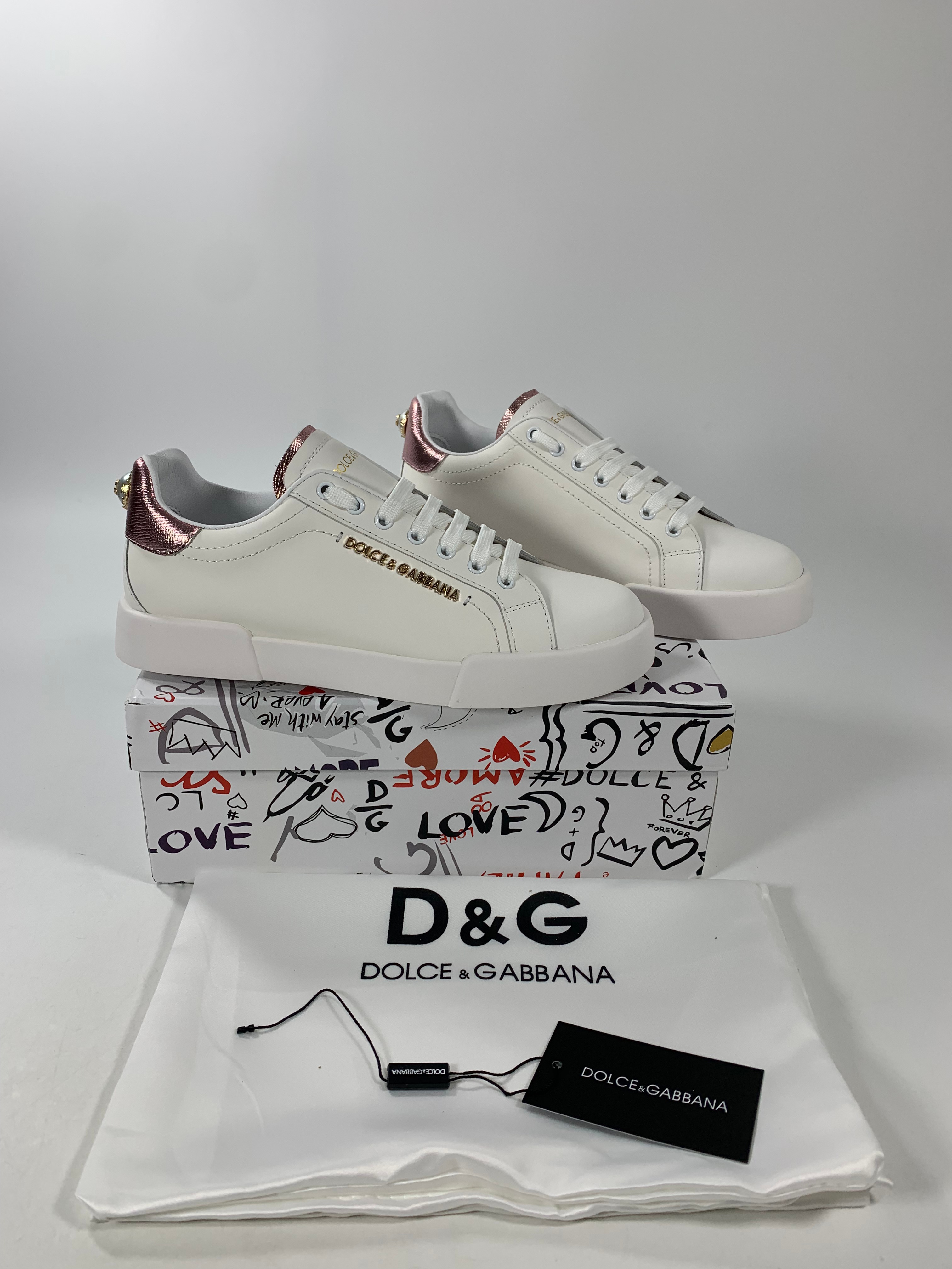 Pink & White DP Sneakers