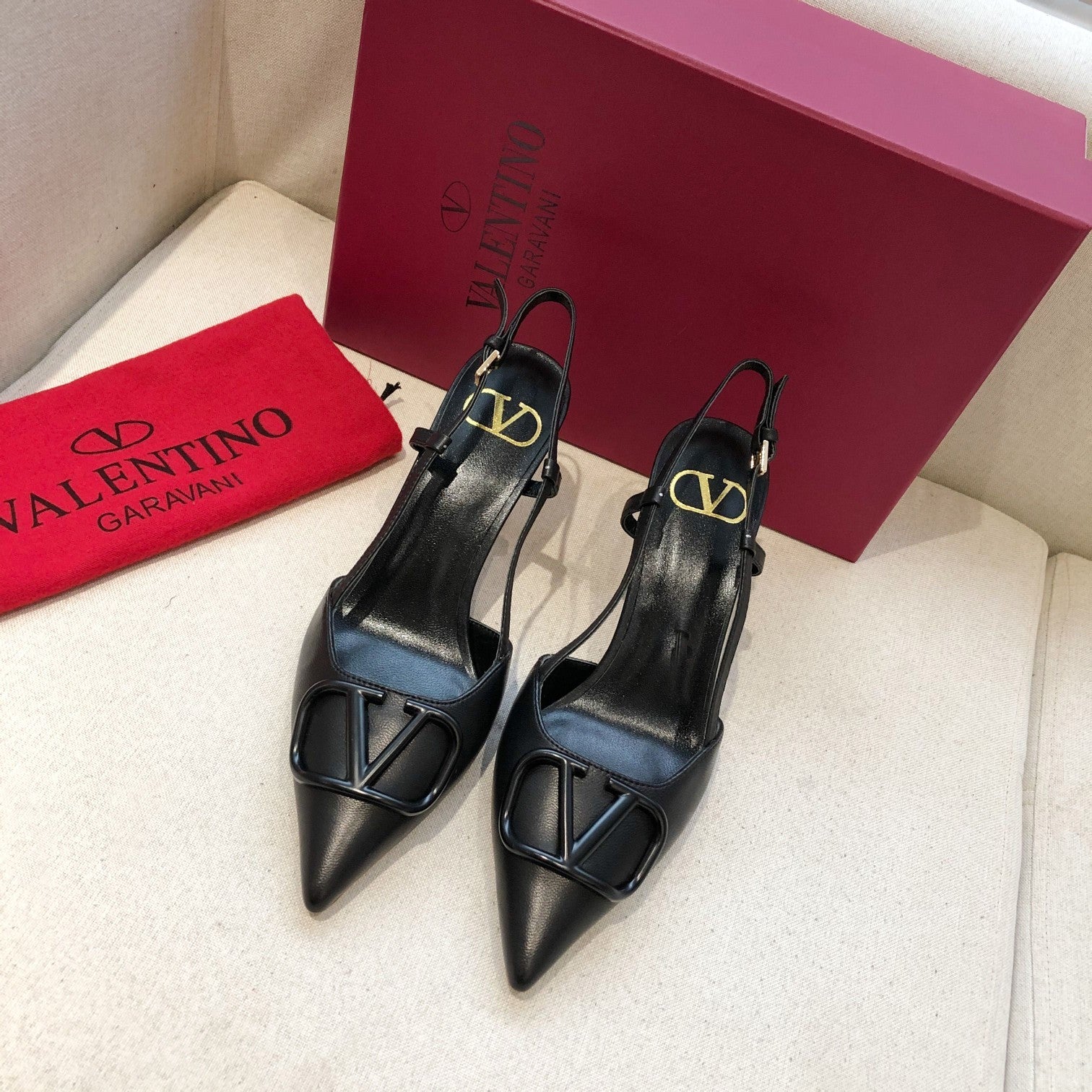 Black leather slingback pump 80 mm
