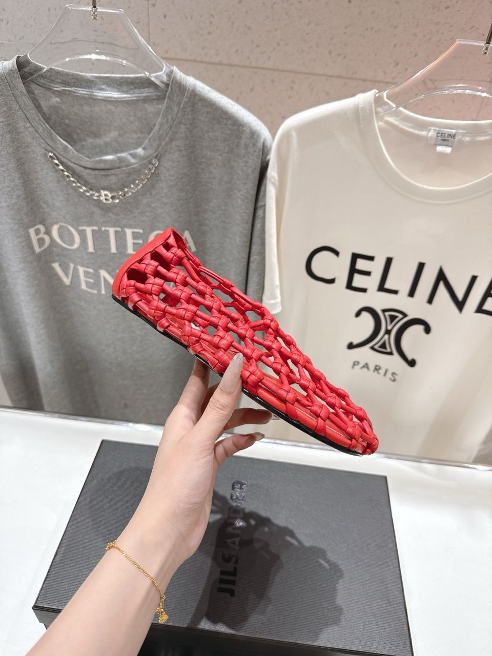 Red Knotted Leather Flats