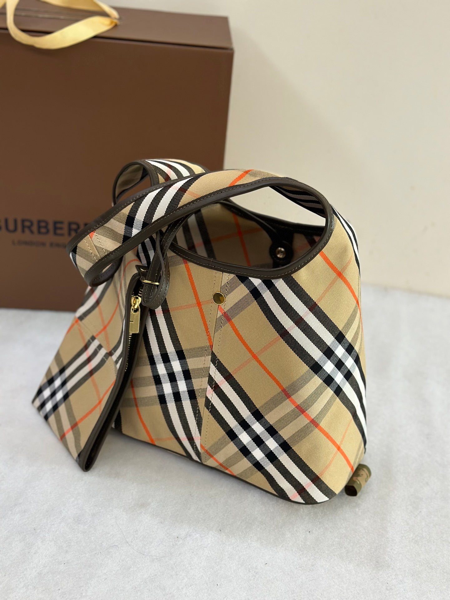 Sand Small Check Shoulder Bag