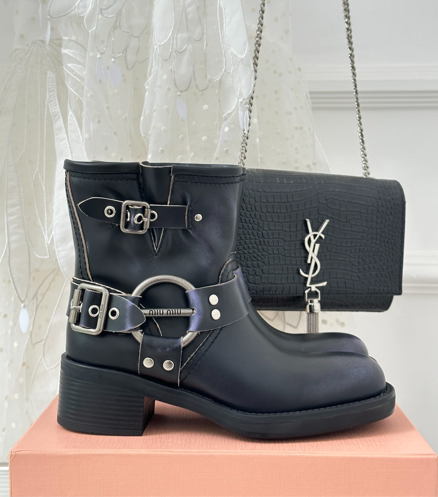 Black Vintage-Look Leather Booties