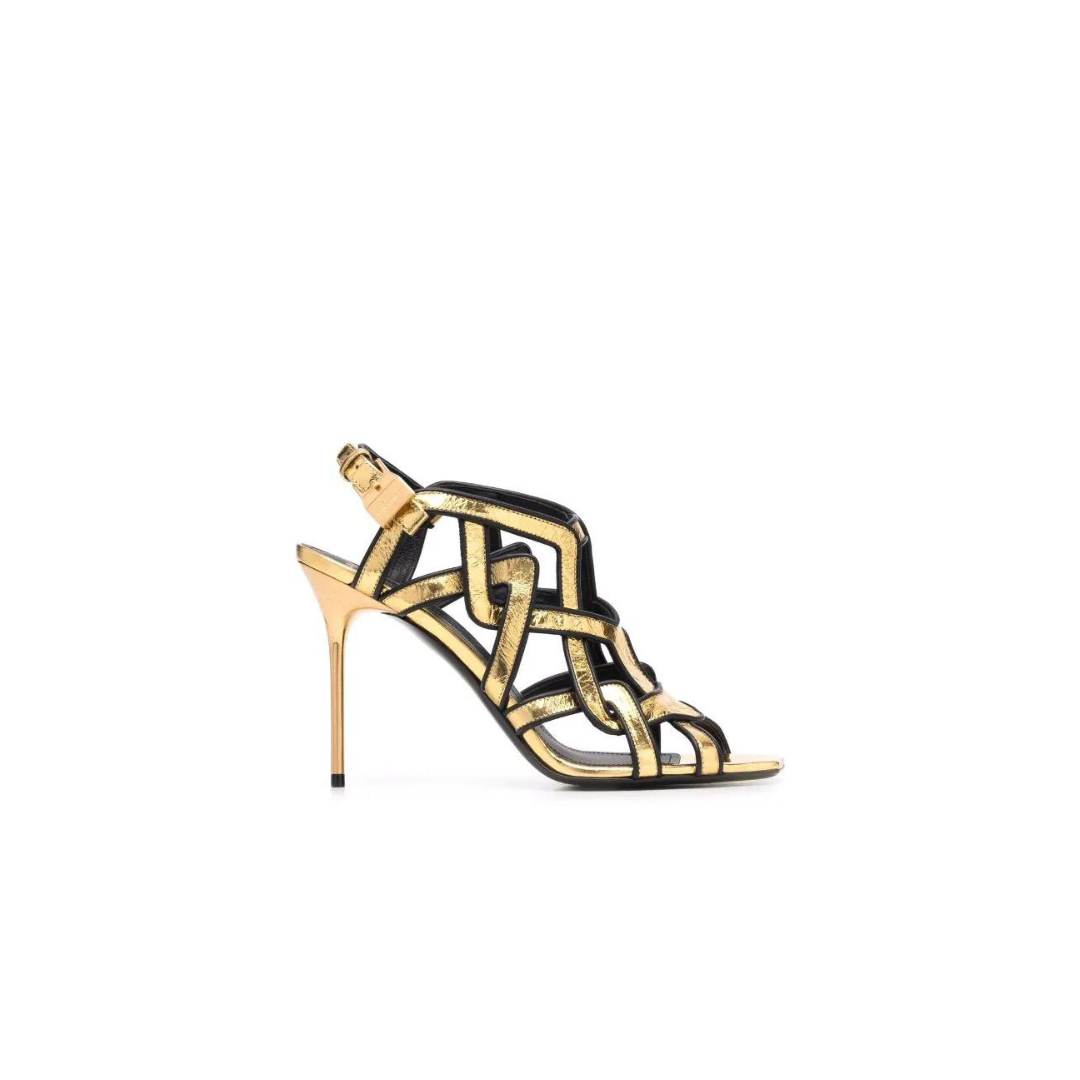 Gold & black BU strappy sandals