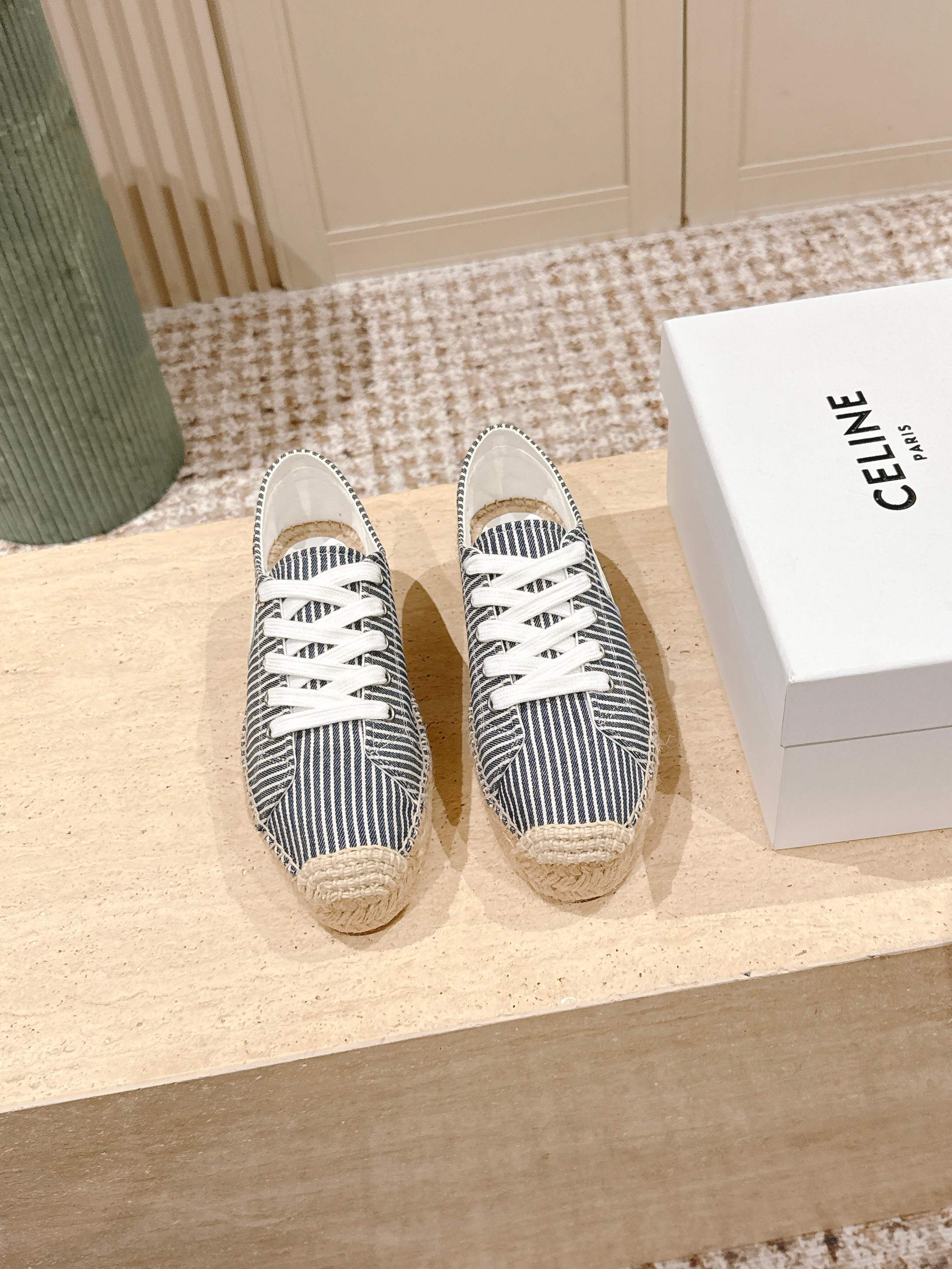 Off White/Navy Les Espadrilles Lace-Up